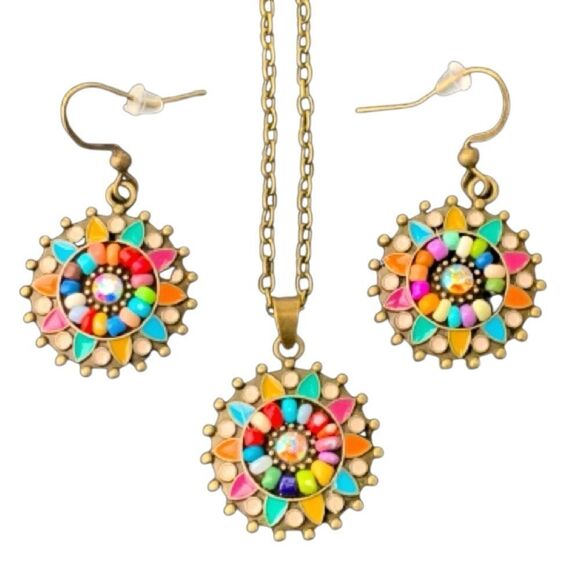 The Dahlia Set – Boho Pendant Necklace & Earrings - Picture 1 of 10